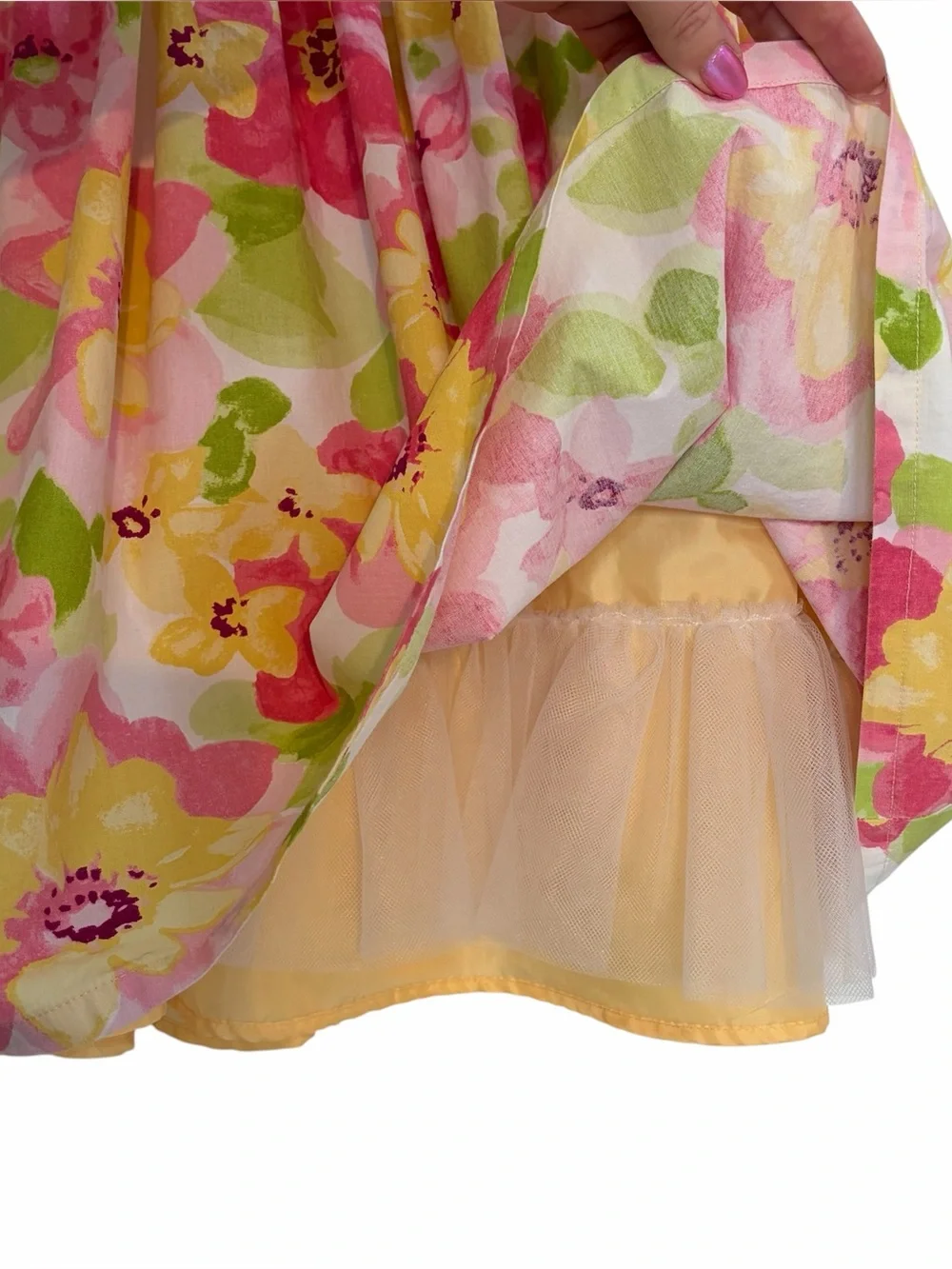 Girl’s Cotton Dress 5T Gymboree Natural Fibers Pastel Floral Yellow Pink cotton